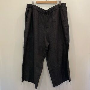 Eileen Fisher Black Wide Leg Linen Pants